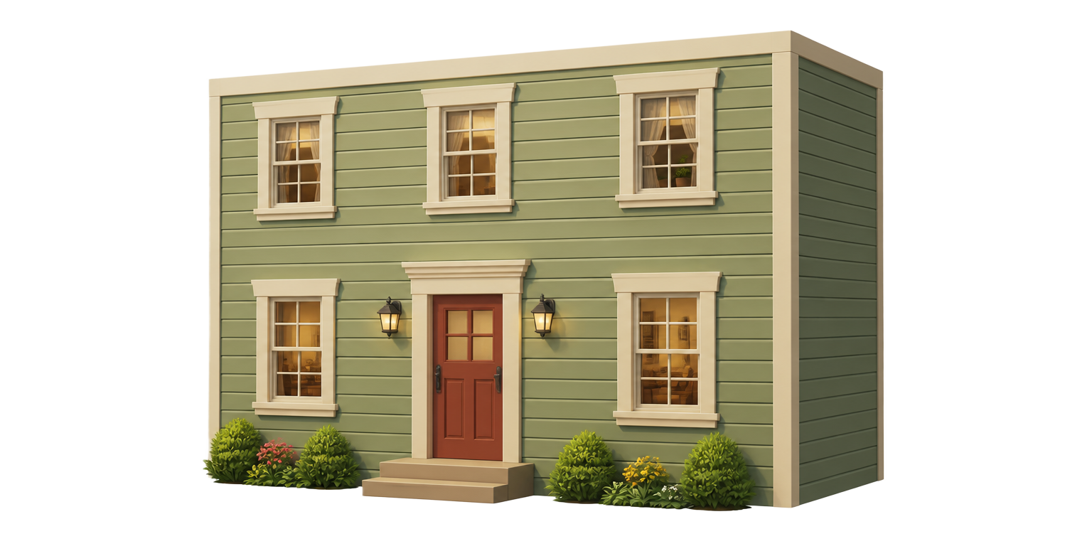 Animated illustration of two-story house walls